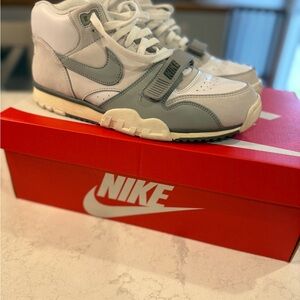 Nike Air Trainer 1 White and Gray High-Top Sneakers